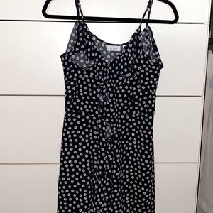 Black and White Strapless Tie-Dress